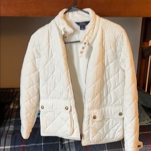 Polo --Girls large quilted jacket (white)